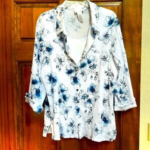 Alfred Dunner summer “2-fer “ in blue and white - size XL